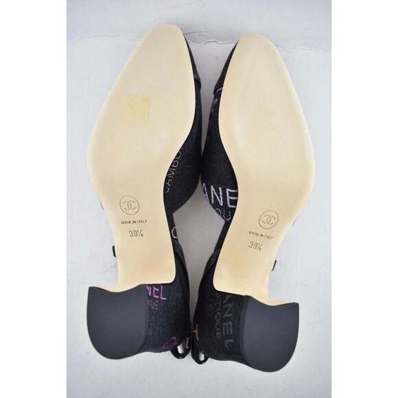 Chanel 22P Mademoiselle Coco Sling Black Grey Denim Slingback Sandal Heel 39.5 - Picture 12 of 12
